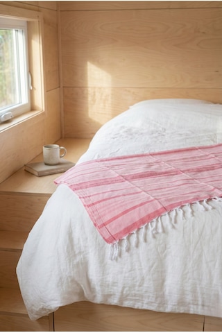 Çift Kişilik Pike 180x220 Cm Çizgili Çok Renkli %70 Pamuk %30 Polyester Dört Mevsim Kullanım Türkiye Üretim Tek Parça Pike Pembe