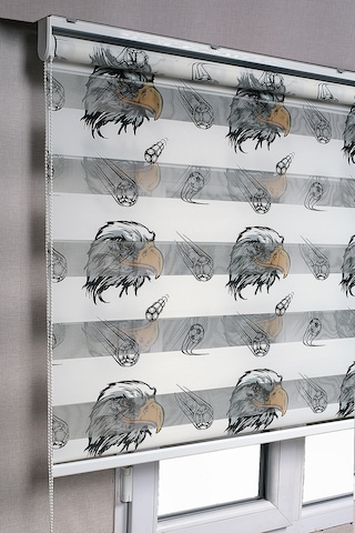 Beşiktaş Taraftar Kartal Desenli Genç Odası Zebra Stor Güneşlik Perdeler
