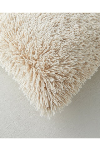 Fluffy Pelüş Kırlent Kılıfı 45x45 Cm Bej Bej