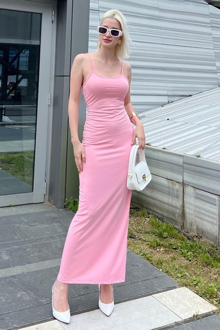 Madmext Pembe Uzun Asklı Basic Elbise Mg1852-pembe Pembe