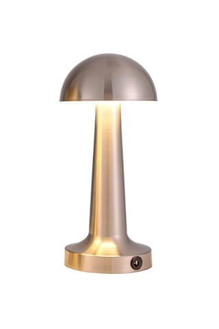 Mantar Model Retro Masa Lambası Mat Gümüş Dimmerli Şarjlı