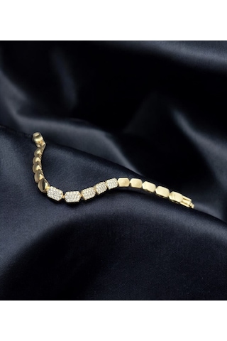 Xuping Modern Tasarım Taşlı Kuyumcu Serisi Premium Bileklik 17cm + 2cm Ayarlı Gold