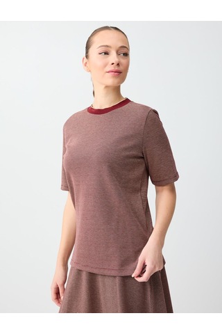 Jimmy Key Jimmy Key Bordo Kazayağı Desenli Bisiklet Yaka Örme Bluz 6sw035555562