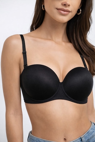 Normbody Toparlayıcı Lifting Etkili Destekli Ve Dolgulu Sütyen / Straplez Cıkarılabilir Ayar Askılı Siyah