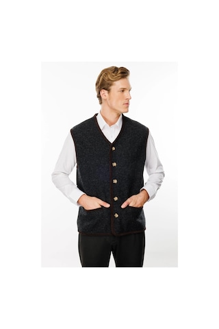 Desen Triko Erkek V Yaka Astarı Desenli Yün Yelek 24583 K.füme K.füme
