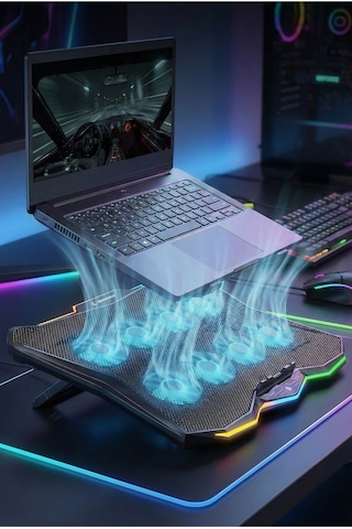 Rc16 Octal 8 Fanlı Rgb Işıklı 14 - 17.3 İnç 10 Rgb Modlu Notebook Soğutucu Stand Laptop Soğutucu