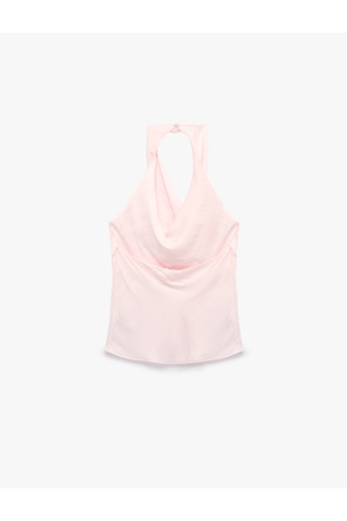 Koton Degaje Halter Yaka Saten Bluz Pembe 6sak30104pw Gül