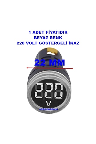 Gwest 24v-550v Voltmetreli Beyaz Şeffaf Sinyal Lambası 220v Göstergeli 22mm