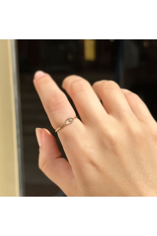 14k Altın Mavi Taşlı Balık Yüzük