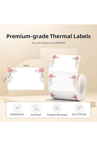 Niimbot T50x30mm Çiçek Desenli Termal Etiket B1,b21s,b3s