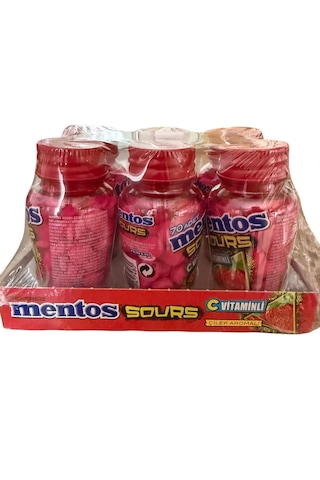 Mentos Sours C Vitaminli Çilek Sakız 49 G 6 Adet
