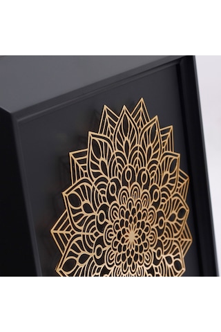 Zekupp Mandala Temalı Ahşap Tablo, Duvar Dekorasyonu El Yapımı Ta