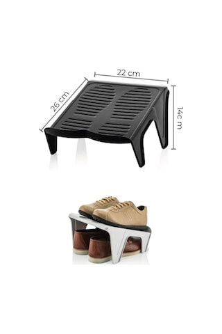 20 Adet Çiftli Ayakkabı Düzenleyici Rampa Siyah