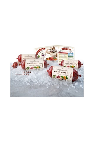 Kırmızı Ve Beyaz Etli Tahılsız Barf Köpek Maması 12 Kg - 1000 G X 12