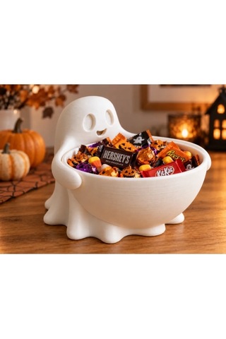 Halloween Cadılar Bayramı Dekoratif Hayalet Şekerlik Büyük Kase Masa Üstü Dekor