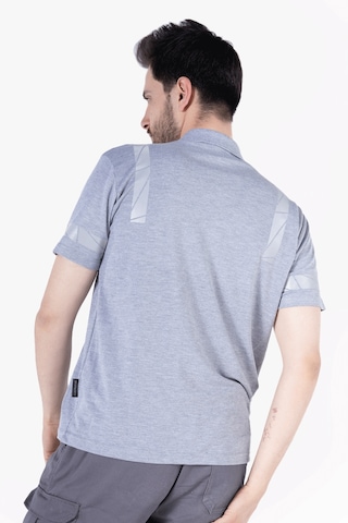 İş Tişörtü - Polo Yaka Reflektörlü T-shirt %100 Pamuk Gri Melanj