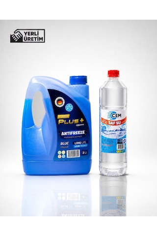 Cem Car Care Saf Su Ütü Ve Akü Suyu 1 Lt , Osser Power Plus Antifriz 3 Lt Mavi -37 Derece