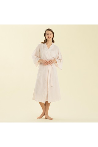 Chakra Elegant Sabahlık Beyaz/pembe