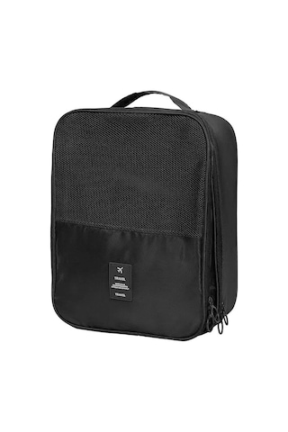 Su Geçirmez Saklama Çantası Tekerlekli Kutu Aksesuarları Bavul Düzenleyiciler Taşınabilir Ayakkabı Çantası Ev Siyah