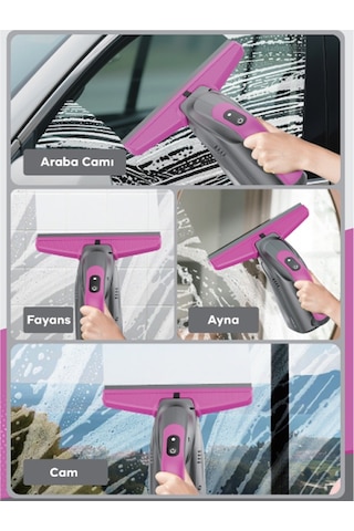 Ezere Clearview Şarjlı Cam Temizleyici Silme Makinesi Mikrofiber Başlıklı Siyah