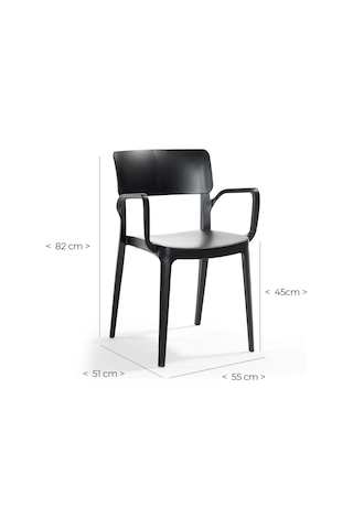 Novussi Panora Bahçe Balkon Sandalye Koltuk Siyah | ID6187 - 6'lı Set Siyah