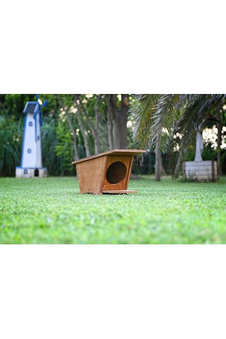 MANDU Ahşap Mini Kedi Evi (Yeni Doğan evi)