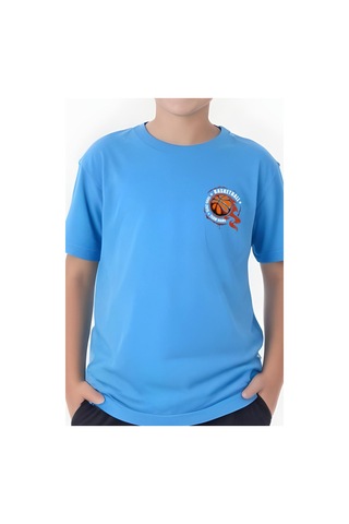 Panios Kids Basketball Baskılı Erkek Çocuk Kısa Kollu Tişört Mavi
