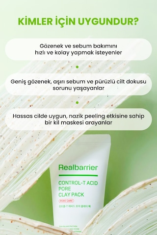 Fazla Sebum Ve Siyah Nokta Karşıtı Krem Dokulu Kil Maskesi Realbarrıer Control-t Acid Pore Clay Pack