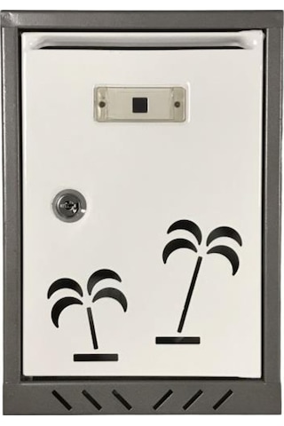 Posta Kutusu Akşan Marka Palmiye Desenli Metal Beyaz-Gri (200118191)