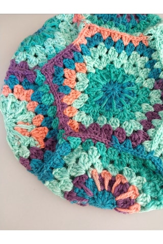 El Yapımı Ressam Beresi , Kadın Ressam Bere, Renkli Kadın Bereleri Mor - Yeşil