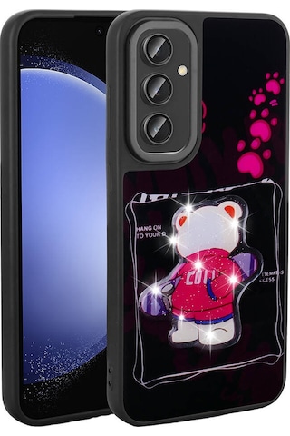 Zore Galaxy Uyumlu A34 Kılıf Parlayan Kabartmalı İkonik Figürlü Amas Silikon Kapak - Siy Siyah