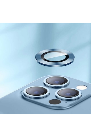 Apple Uyumlu iPhone 13 Pro Max Mercek-Lens Kamera Koruyucu Deniz Mavisi