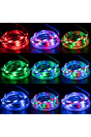 Shineyee Tv Usb Led Işık Şeridi 2835 Tipi 30 Led 16 Renkli Kumanda İle 5v Aydınlatma Seti 0.5m Çok Renkli