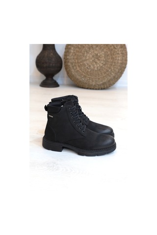 Konfores 1416 Anatomik Tabanlı Hakiki Deri Fermuarlı Erkek Spor B Siyah Nubuk