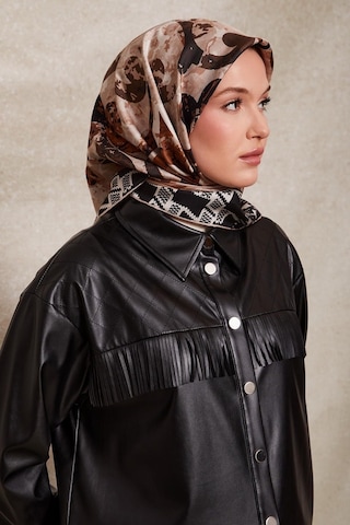 Levidor Desenli Twill İpek Eşarp-0918 Siyah