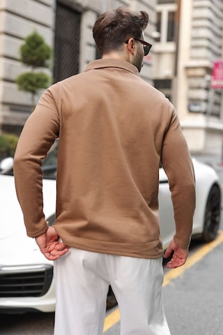 Madmext Vizon Yarım Fermuarlı Polo Yaka Dokulu Erkek Sweatshırt E7197