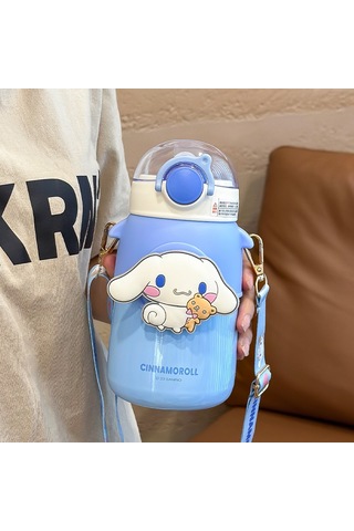 Lyon Çocuk Termos Kupası Öğrenci Dışmekan Karikatür Kupası - Mor Mor