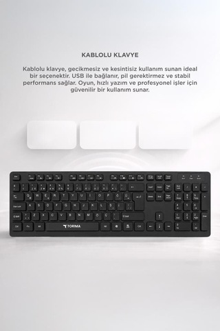 Premium Mekanik Çalışma Tuş Kablolu Q Klavye Bilgisayar Ofis Klavyesi Tk02 Siyah