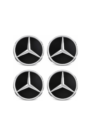 Mercedes Jant Göbeği Göbek Kapağı 4 Adet Siyah Jant Orta Kapak