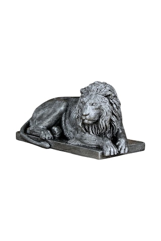 Dekoratif Biblo Yeleli Aslan Heykel El Yapımı Hediyelik Süs Eşyası Model Aslan3 - Gümüş Eskitme