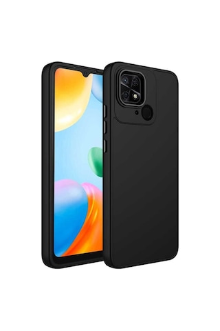 Xiaomi Redmi 10c Kılıf Metal Çerçeve Ve Buton Tasarımlı Silikon Zore Luna Kapak Siyah