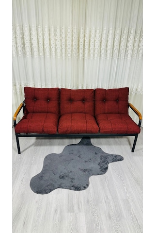 Madame Home Karanfil Balkon, Bahçe, Cafe - Metal Kanepe Koltuk Takımı 3 Lü Bordo