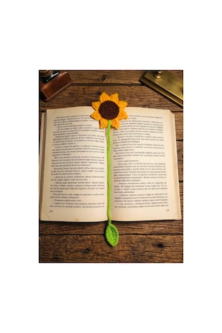 Amigurumi El Yapımı Ayçiçeği Kitap Ayracı Yüksek Kaliteli Malzeme, Detaylı İnce İşçilik