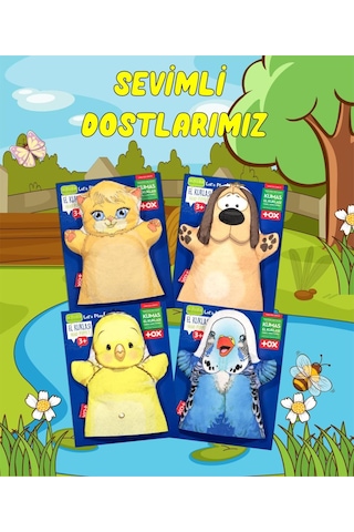 4 Parça Tox Sevimli Dostlarımız Keçe El Kukla Set . Eğitici Oyunc