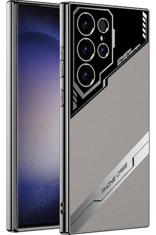 Galaxy S23 Ultra Kılıf Kamera Korumalı Suni Deri Tasarım Zore Yeni Seri Procase Kapak Titanyum-Gri