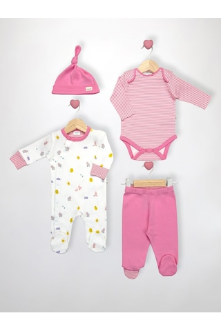 Sezgibaby Kisecik 4'lü Kız Bebek Tulum Çoklu Set Pembe