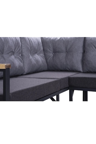 Pimango Pi Elize Balkon Bahçe Köşe Takımı 180 x 180 CM Siyah - Gri