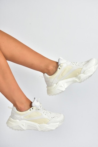 Fox Shoes V312611809 Beyaz Kalın Tabanlı Spor Ayakkabı Sneakers Beyaz-suni Deri