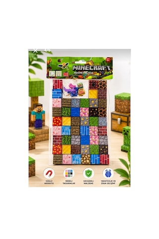 Manyetik Yapı Blokları Minecraft Mıknatıslı 49 Parça Yapı Seti 1 Figürlü Eğitici Zeka Oyuncağı