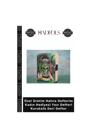 Özel Üretim Hatıra Defterim Kadın Hediyesi Yazı Defteri Kurukafa Deri Defter Çok Renkli
